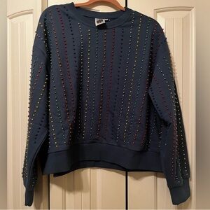 QUEEN OF SPARKLES Multicolor Studded Sweatshirt